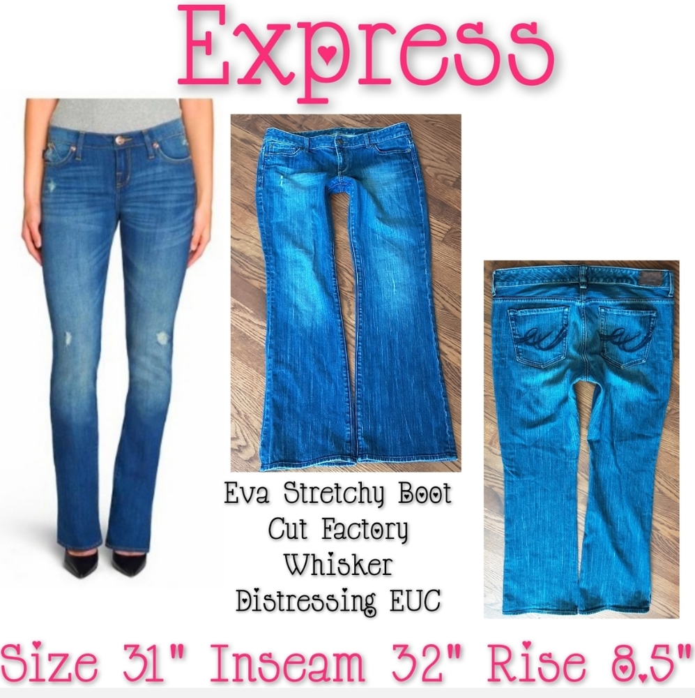 Express Jeans Boot Cut Size 12 Distressed EUC
